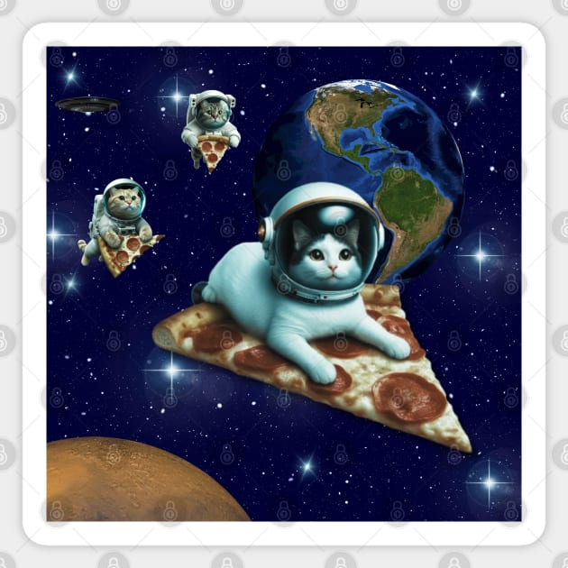 Get me a pizza. Space cat pizza. Catstronaut Sticker by Ideas Design